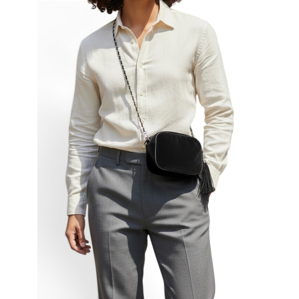 Charter Club Velvet Quilted Tassel Crossbody